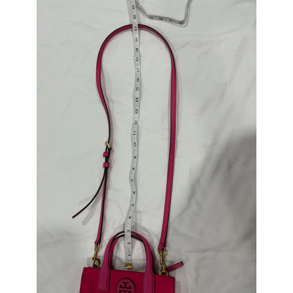 Tory Burch Ella Mini Nylon Tote Bright Pink Hot Small Crossbody Zip Top